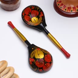 Ложка деревянная «Традиционная», полубаская, золото, 19×6 см, хохлома