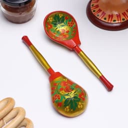 Ложка деревянная «Традиционная», полубаская, золото, 19×6 см, хохлома