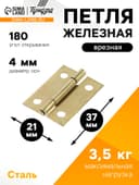 Петля железная, 37×21×1 мм, латунь