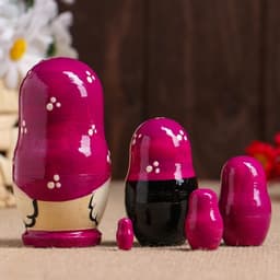 Матрёшка дерево «Божья коровка», фиолетовый платок, 5 кукольная, 9-11 см