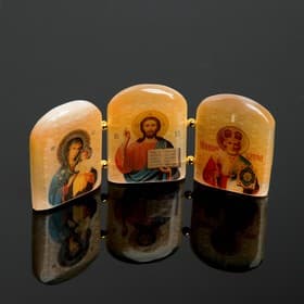 Икона настольная «Триптих православный», 12×6.5×1 см, селенит