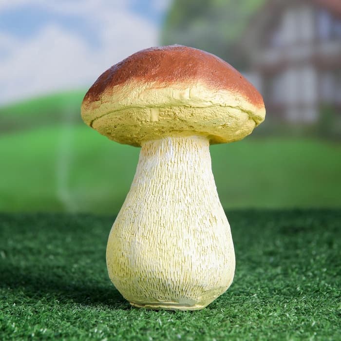 Садовая фигура из полистоуна «Гриб белый один малый», 17×12×12 см