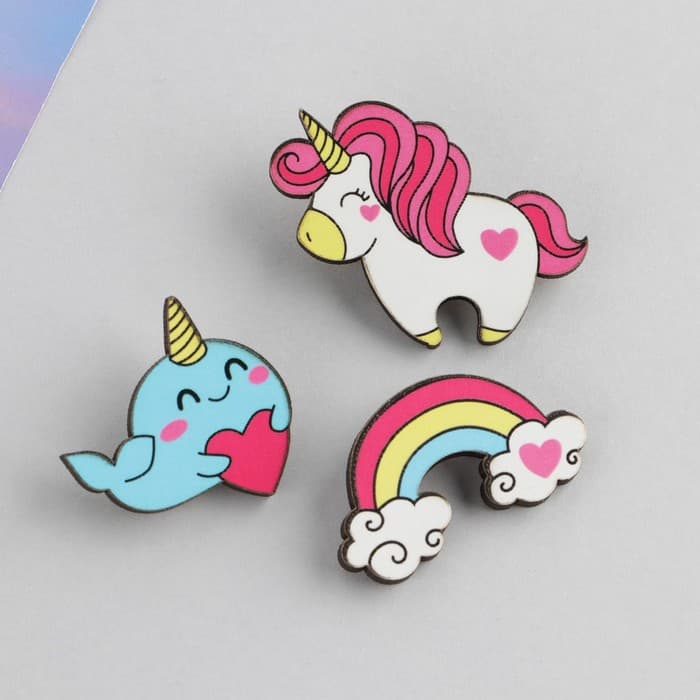 Значок деревянный «Ты чудо» парный набор, 3 шт., 9,5 х 8,7 см