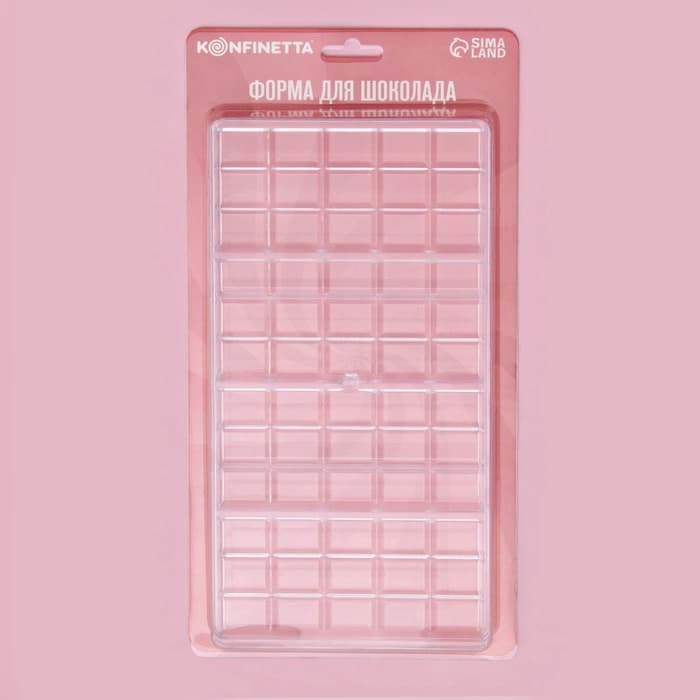 Форма для шоколада KONFINETTA «Плитка», 27×13.5×2.5 см, 4 ячейки, пластик, прозрачная