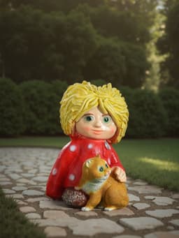 Садовая фигура из полистоуна «Домовой с котом», 39×26×28 см