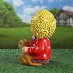 Садовая фигура из полистоуна «Домовой с котом», 39×26×28 см