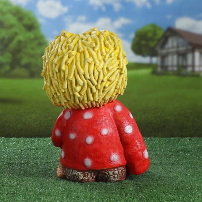 Садовая фигура из полистоуна «Домовой с котом», 39×26×28 см