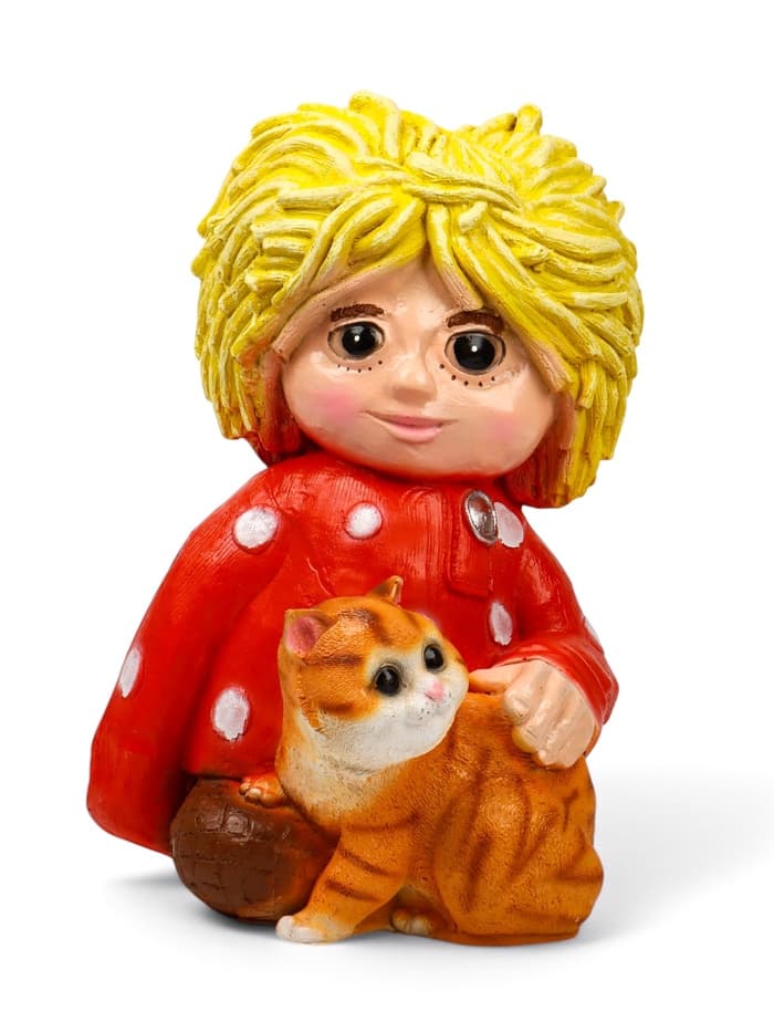 Садовая фигура из полистоуна «Домовой с котом», 39×26×28 см