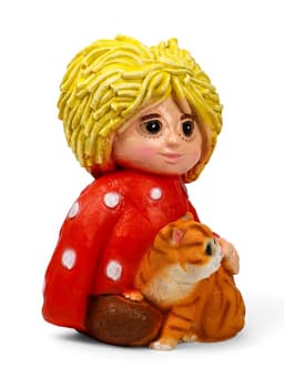 Садовая фигура из полистоуна «Домовой с котом», 39×26×28 см