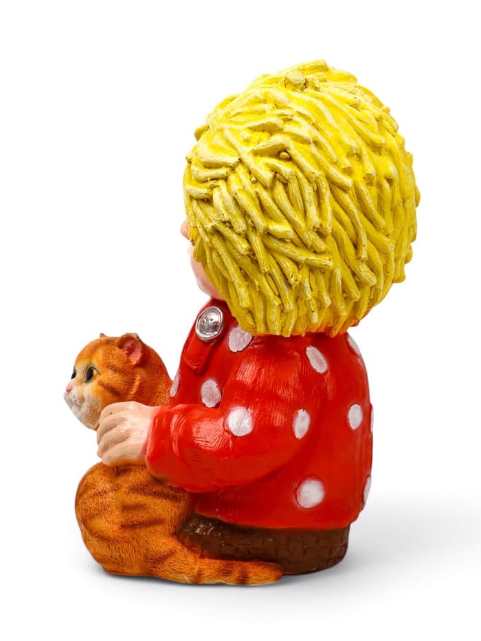 Садовая фигура из полистоуна «Домовой с котом», 39×26×28 см