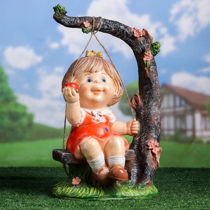 Садовая фигура из полистоуна «Девочка на качелях», 48 см