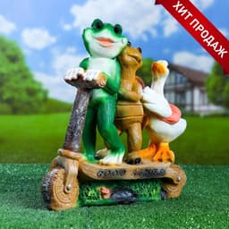 Садовая фигура из полистоуна «Зверюшки на самокате», 30×10.5×28 см