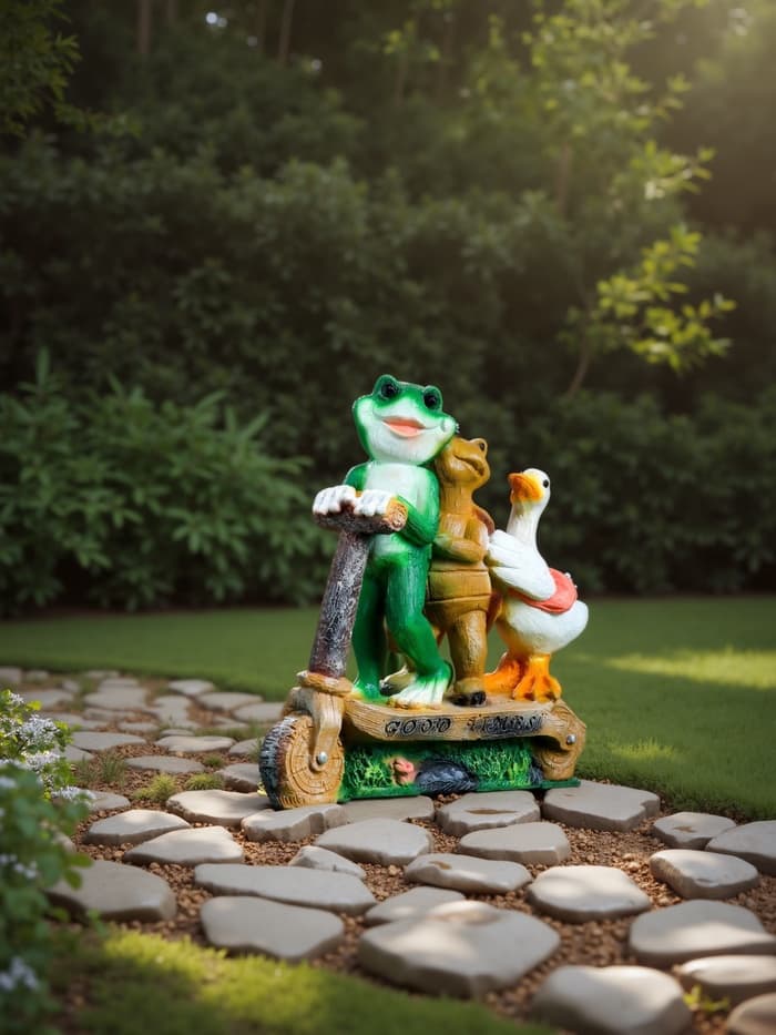 Садовая фигура из полистоуна «Зверюшки на самокате», 30×10.5×28 см