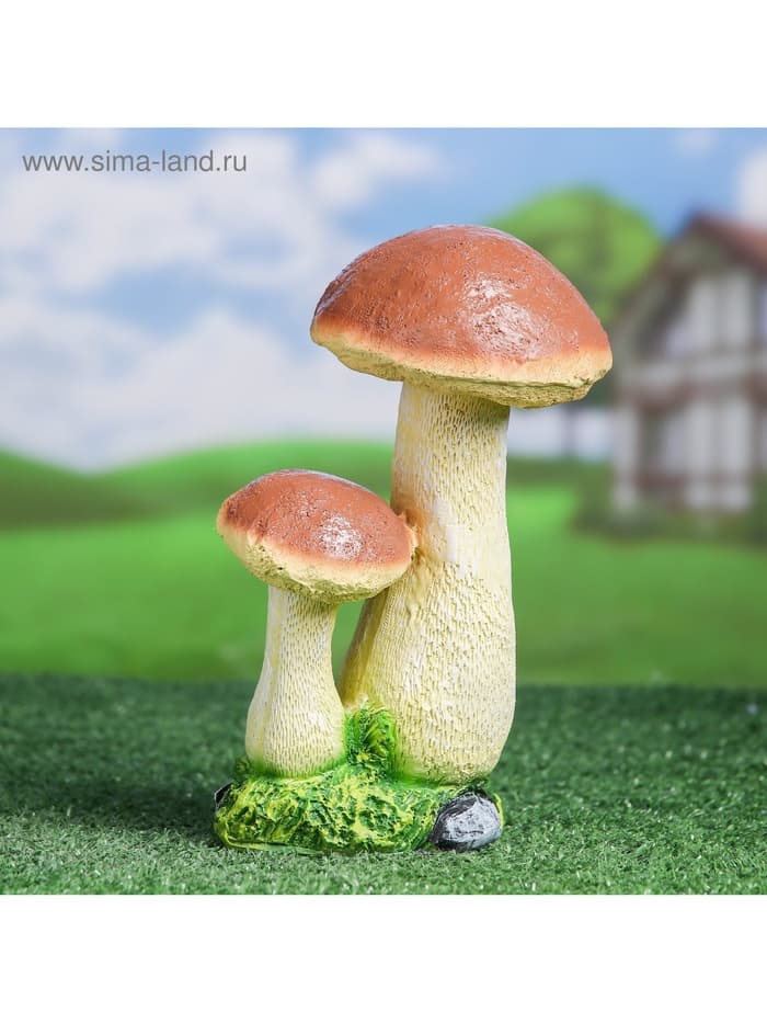 Садовая фигура из полистоуна «Грибы-подосиновики», 20×12×24 см