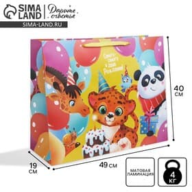 Пакет подарочный ламинированный, упаковка, «С Днём Рождения!», XL 49×40×19 см