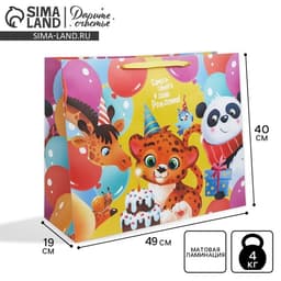 Пакет подарочный ламинированный, упаковка, «С Днём Рождения!», XL 49×40×19 см