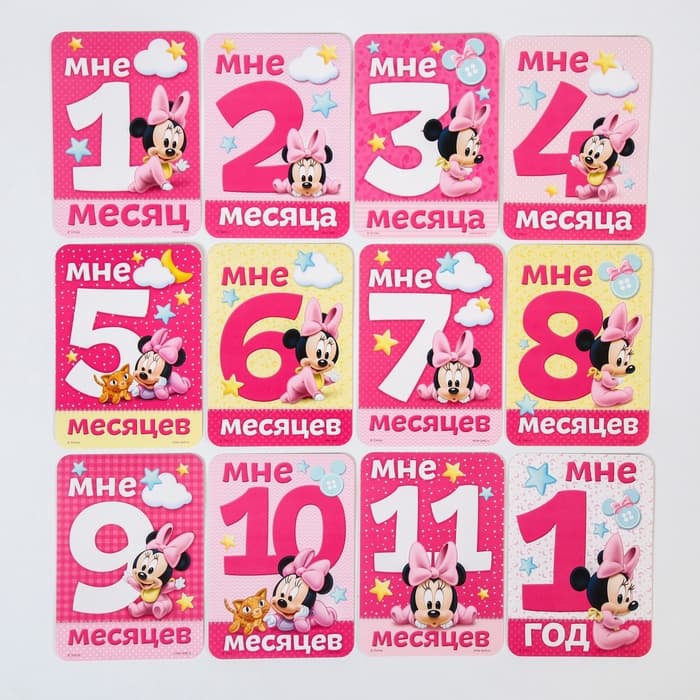 Карточки для фотосессии, 18 штук, 12×8 см, Минни Маус