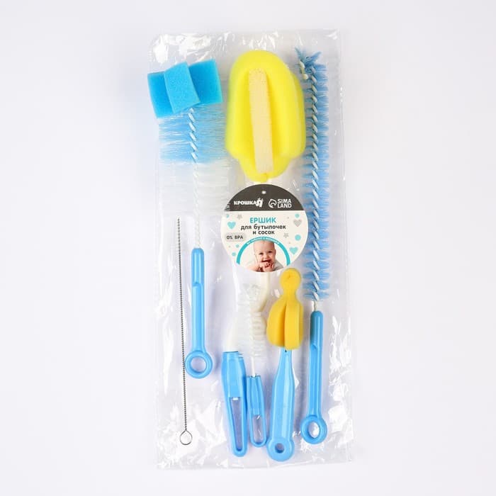 Ершики для детских бутылочек и сосок Крошка Я, 6 предметов, МИКС