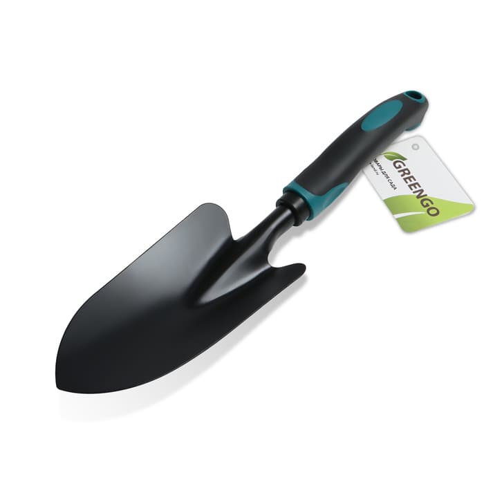 Совок посадочный Greengo, длина 31.5 см, ширина 8.5 см, эргономичная прорезиненная ручка