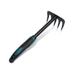 Грабли малые, прямые, 5 зубцов, длина 28.5 см, металл, эргономичная прорезиненная ручка, Greengo