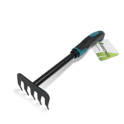 Грабли малые, прямые, 5 зубцов, длина 28.5 см, металл, эргономичная прорезиненная ручка, Greengo