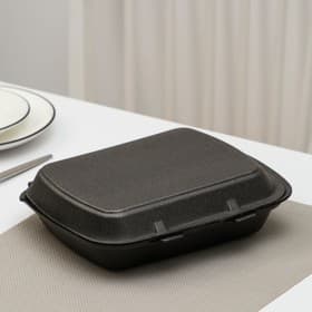 Ланч - бокс одноразовый, 24.7×20.6×3.5 см, 1 секция, полистирол, чёрный