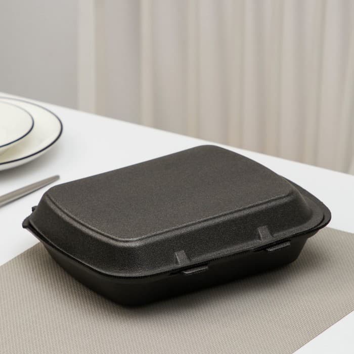 Ланч - бокс одноразовый, 24.7×20.6×3.5 см, 1 секция, полистирол, чёрный