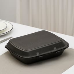 Ланч - бокс одноразовый, 24.7×20.6×3.5 см, 1 секция, полистирол, чёрный
