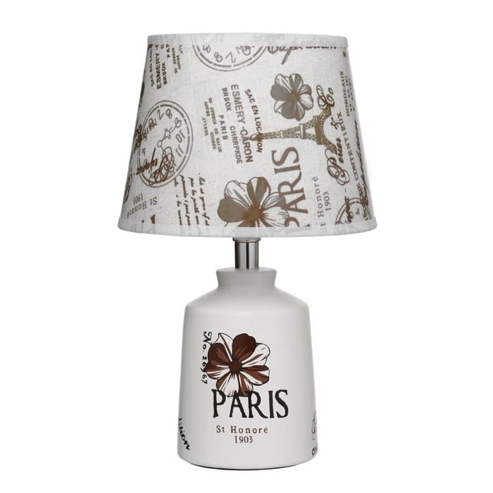 Настольная лампа с абажуром RISALUX «Париж с цветком», Е14 40 Вт, классическая, в спальню, на тумбочку, в гостиную, 20×20×33 см