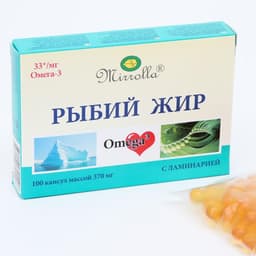 Рыбий жир Mirrolla с ламинарией, 100 капсул по 0.37 г
