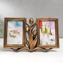 Фоторамка - коллаж на 2 фото 10×15 см «Тюльпаны», пластик, т. золото, 20×31 см