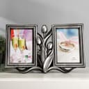 Фоторамка - коллаж на 2 фото 10×15 см «Тюльпаны», т. серебро, 20×31 см