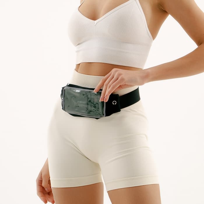 Сумка спортивная на пояс для телефона ONLYTOP, 23 см, чёрная