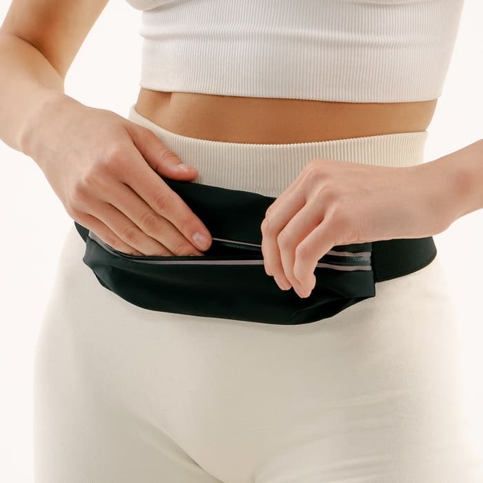 Сумка спортивная на пояс для телефона ONLYTOP, 23 см, чёрная