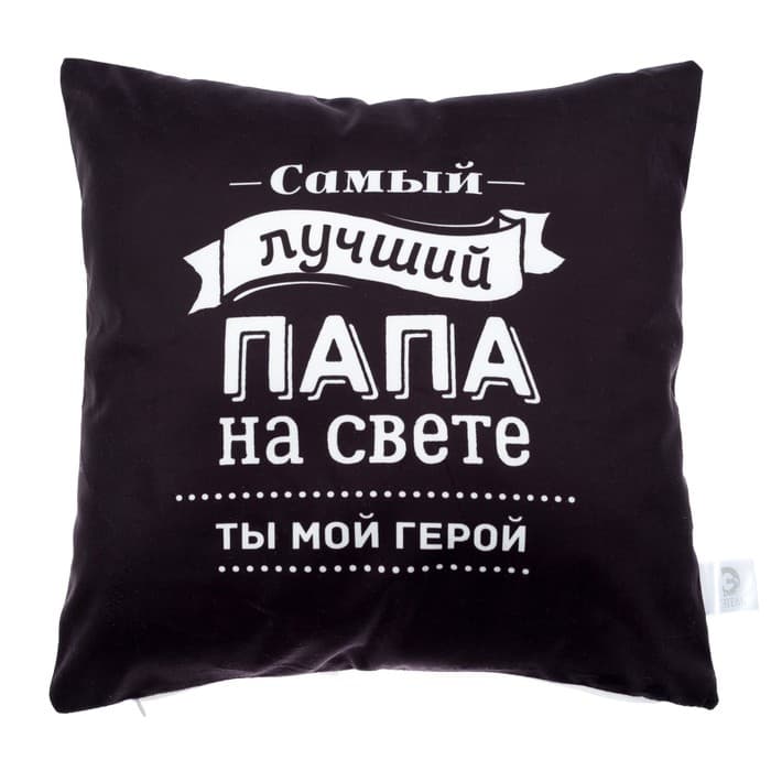 Подушка декоративная «Этель. Лучший папа», 40×40 см, велюр