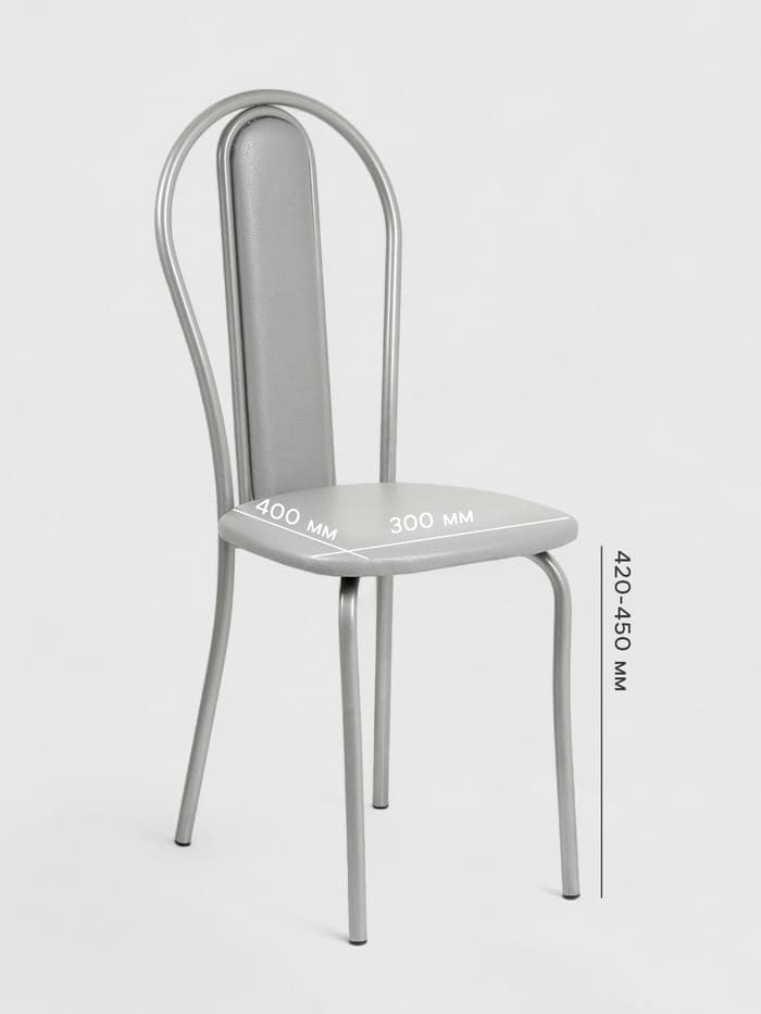 Стул для кухни «Клик Мебель. Венский Мягкий», искусственная кожа, цвет серебристый металлик/металлик