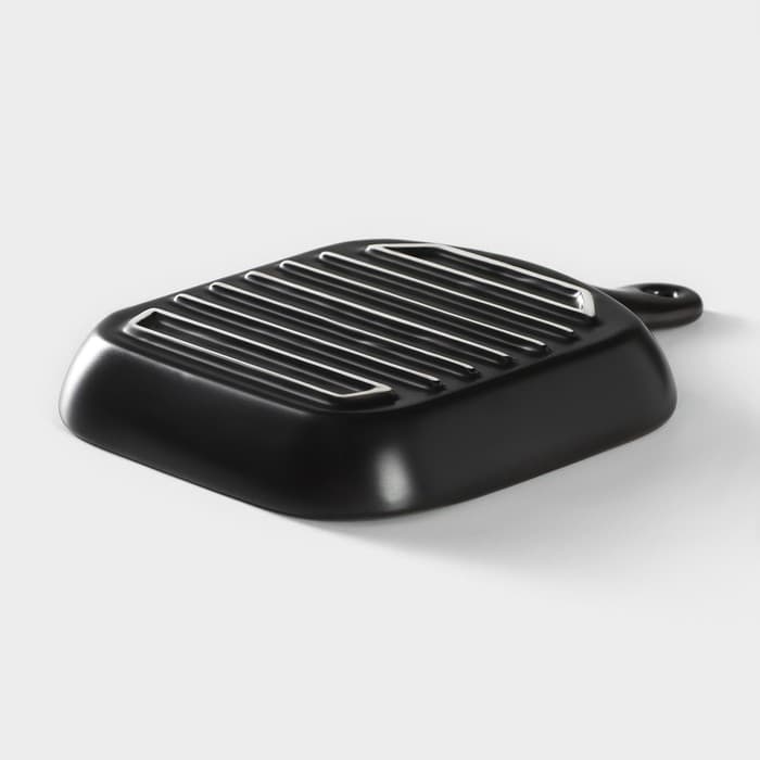 Блюдо из для подачи Magistro «Сковорода-гриль», 23×16×3 см, жаропрочная керамика, чёрное