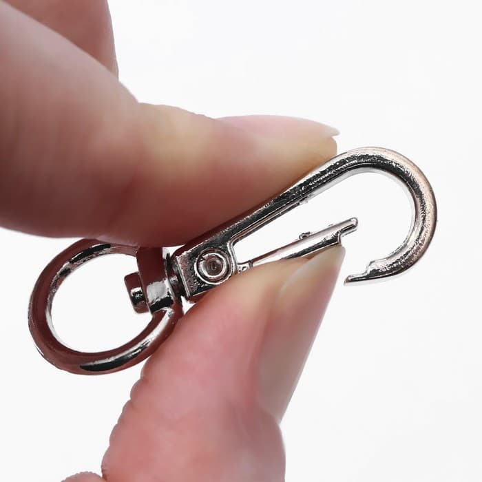 Карабин металлический, 45×15 мм / 10×2.2 мм, 5 шт., цвет серебряный