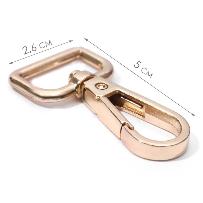 Карабин металлический, 45×25 мм / 20×3 мм, 5 шт., цвет золотой