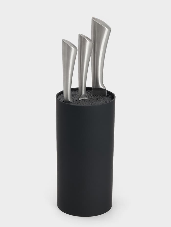 Подставка для ножей с наполнителем Доляна «Нео», 22×11 см, покрытие софт тач, чёрная