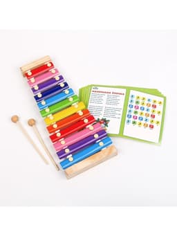 Металлофон музыкальная игрушка «Весёлые песни», 12 тонов, карточки с песнями