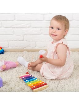 Металлофон музыкальная игрушка «Весёлые песни», 12 тонов, карточки с песнями