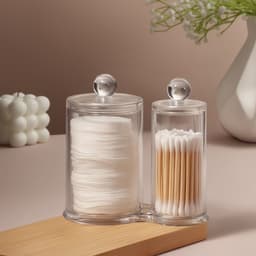 Органайзер для ватных палочек и дисков, с крышкой, 2 секции, 12.5×7.3×13.5 см, прозрачный