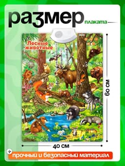 Говорящий электронный плакат ZABIAKA «Лесные животные», работает от батареек