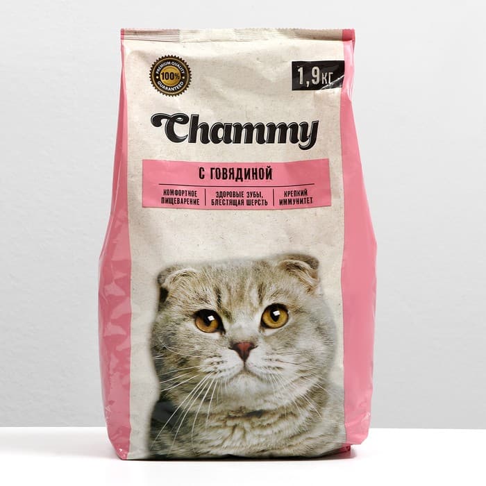 Сухой корм Chammy для кошек, говядина, 1.9 кг