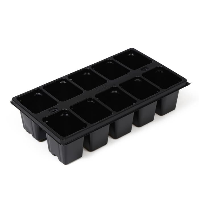 Кассета для рассады Greengo на 10 ячеек, по 100 мл, пластиковая, чёрная, 25×14×5 см