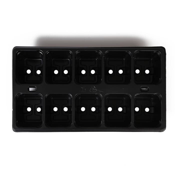 Кассета для рассады Greengo на 10 ячеек, по 100 мл, пластиковая, чёрная, 25×14×5 см