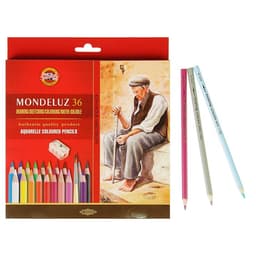 Карандаши цветные акварельные набор 36 цветов, Koh-I-Noor Mondeluz 3712 + точилка + кисть 2 шт.