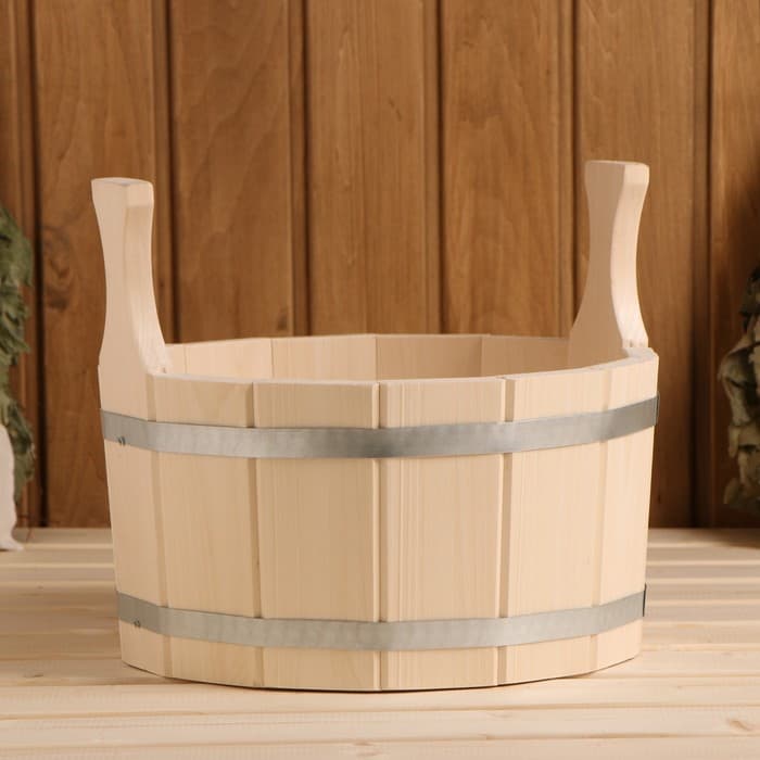 Шайка - таз для бани и сауны, 5 л, липа, нержавеющий обруч, «Добропаровъ»