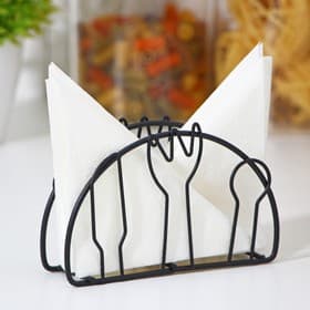 Салфетница Доляна «Столовые приборы»,13×3.5×8 см, чёрная